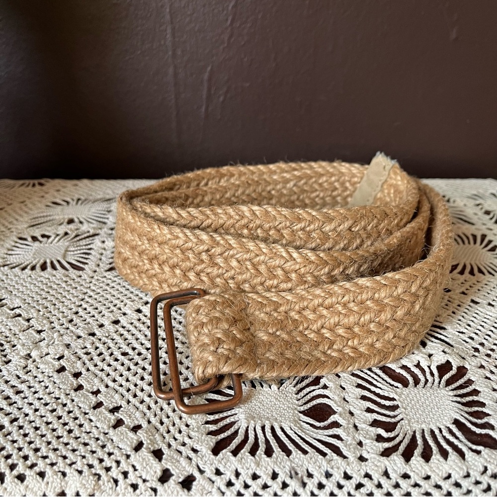 Woven Jute Belt Vintage Handmade Braided Macrame Natural Casual Belt size M/L